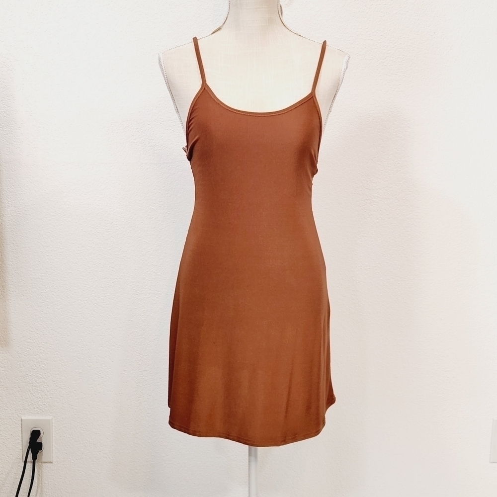 MISSGUIDED Tie Back Slip On Cami Copper Dress Size 4